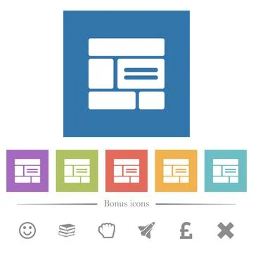Web layout solid flat white icons in square backgrounds 库存插图