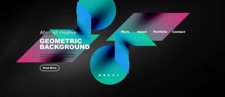 Web layout with teal and blue retro geometric shapes Stock Illustration