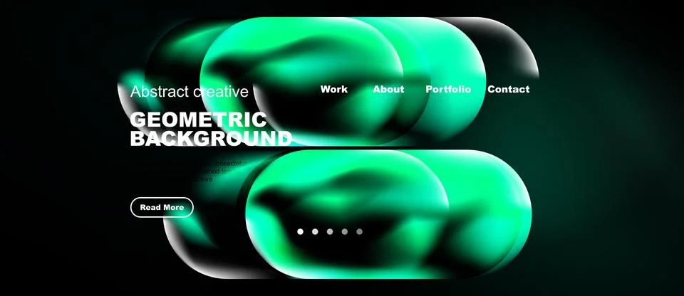 Web layout with teal glowing arrows, landing page vector template Stock Illustration