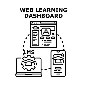 Web learning dashboard managing online education system Stockillustratie