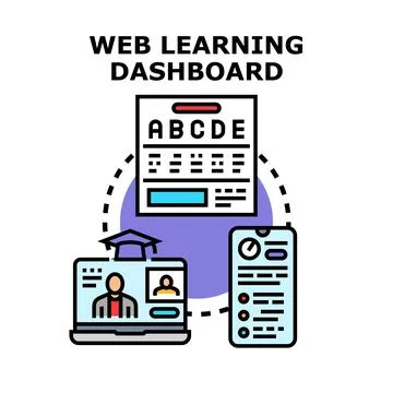 Web learning dashboard system for online education progress Stock Illustration