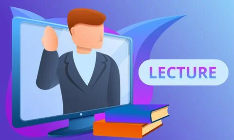 Web lecture concept banner, cartoon style Stock Illustration