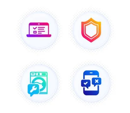 Web lectures, Security and Washing machine icons set. Phone survey sign. Vector Stock-Illustration