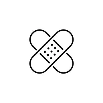 Web line icon. Adhesive plaster black on white background Stock Illustration