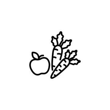 Web line icon. Apple and carrot, healthy eating Stock Illustration