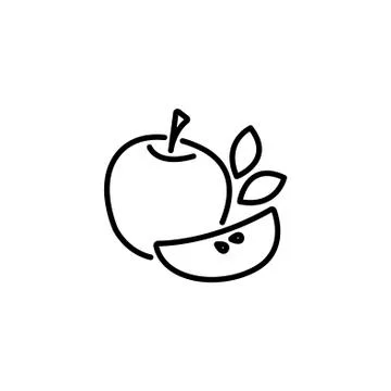 Web line icon. Apple black on white background Stock Illustration