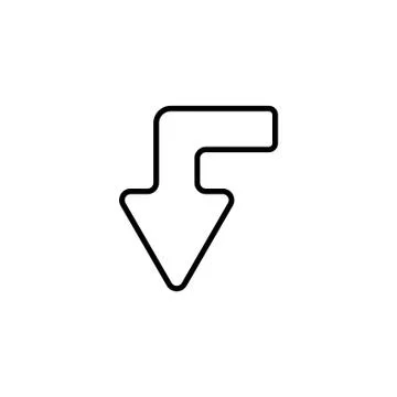 Web line icon. Arrow left-down black on white background Stock Illustration