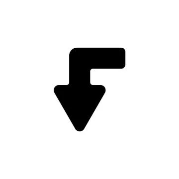 Web line icon. Arrow left-down black on white background Stock Illustration