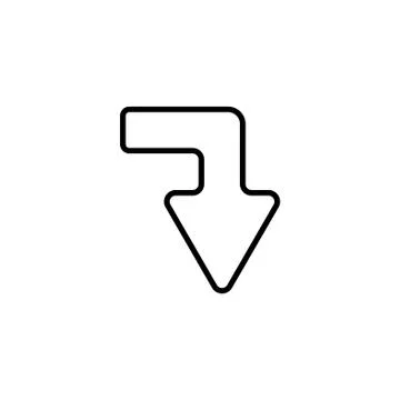 Web line icon. Arrow right - down black on white background Stock Illustration