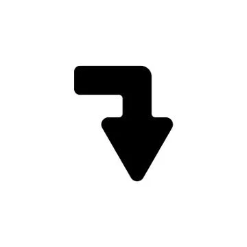 Web line icon. Arrow right - down black on white background Stock Illustration