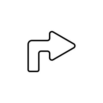 Web line icon. Arrow turning right black on white background Stock Illustration