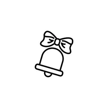 Web line icon. Bell with bow, school bell Stock Illustration