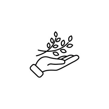 Web line icon. A branch in the hand Stock Illustration