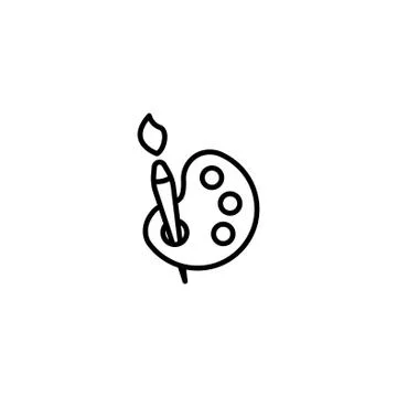Web line icon. Brush and paint, palette with paints and brush Stock Illustration