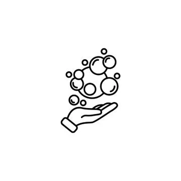 Web line icon. Bubbles in the hand, bubble blower Stock Illustration