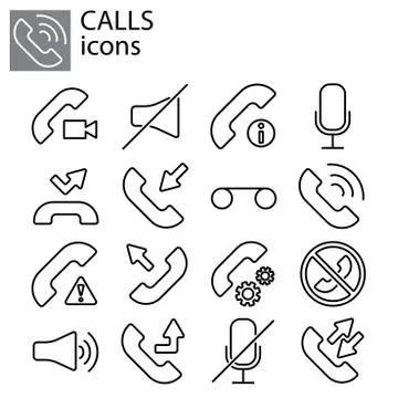 Web line icon. Calls icon black on white background Stock Illustration