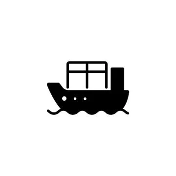 Web line icon. Cargo Ship black on white background Stock Illustration