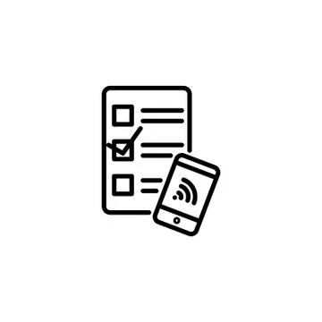 Web line icon. Checklist and smartphone with wi-fi Stock Illustration