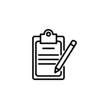 Web line icon. Checklist with pen (pencil) Stock Illustration