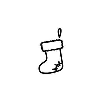 Web line icon. Christmas boot for gifts, Santa's boot Stock Illustration