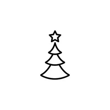 Web line icon. Christmas tree black on white background Stock Illustration