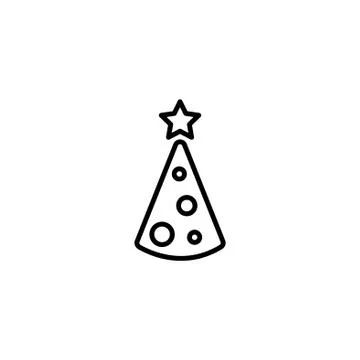 Web line icon. Christmas tree black on white background Stock Illustration