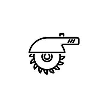 Web line icon. Circular saw black on white background Illustrazione stock