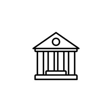 Web line icon. Classical building with columns (University icon, bank icon) Stock Illustration