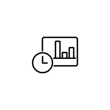 Web line icon. Clock and graph, analytics Stock Illustration