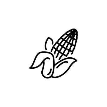 Web line icon. Corn black on white background Stock Illustration