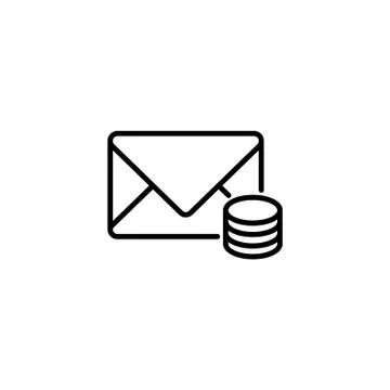 Web line icon. Cost of communications (envelope and coins), message Stock Illustration