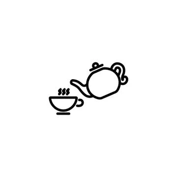 Web line icon. Cup and teapot, Tea ceremony Illustrazione stock