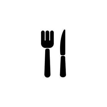Web line icon. Cutlery (fork, knife) black on white background Stock Illustration