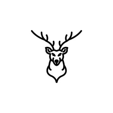 Web line icon. Deer; wild animals black on white background Stock Illustration
