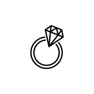 Web line icon. Diamond ring. black on white background Stock Illustration