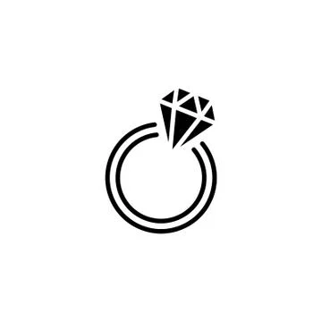 Web line icon. Diamond ring. black on white background Illustrazione stock