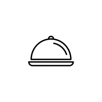 Web line icon. Dish with lid black on white background Stock Illustration