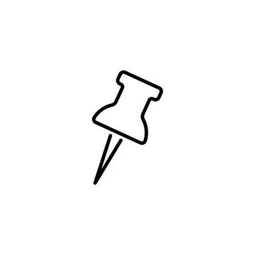 Web line icon. Drawing pin black on white background Stock Illustration