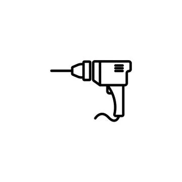 Web line icon. Drill black on white background Stock Illustration