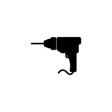 Web line icon. Drill black on white background Stock Illustration