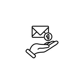 Web line icon. E-mail (letter) in hand Stock Illustration