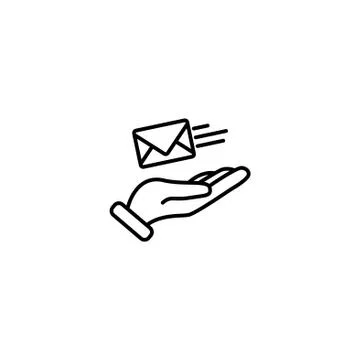 Web line icon. E-mail (letter) in hand Stock Illustration
