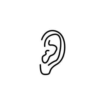 Web line icon. Ear black on white background Stock Illustration