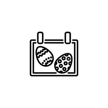 Web line icon. Easter calendar black on white background Stock Illustration