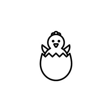 Web line icon. Easter chicken black on white background Stock Illustration