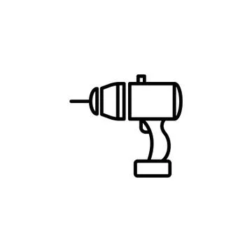 Web line icon. Electric screwdriver black on white background Stock Illustration