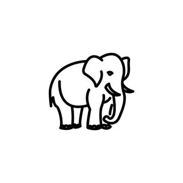 Web line icon. Elephant; wild animals black on white background Stock Illustration