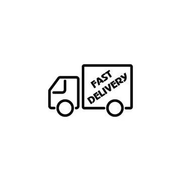 Web line icon. Fast delivery black on white background Stock Illustration