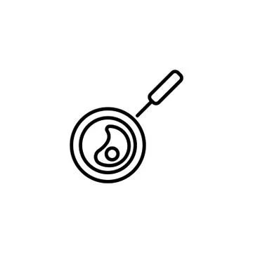 Web line icon. Fried eggs in a frying pan, Omelette Stock Illustration