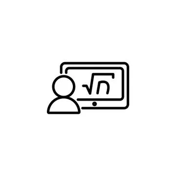 Web line icon. Gadget with formula, analyst Stock Illustration